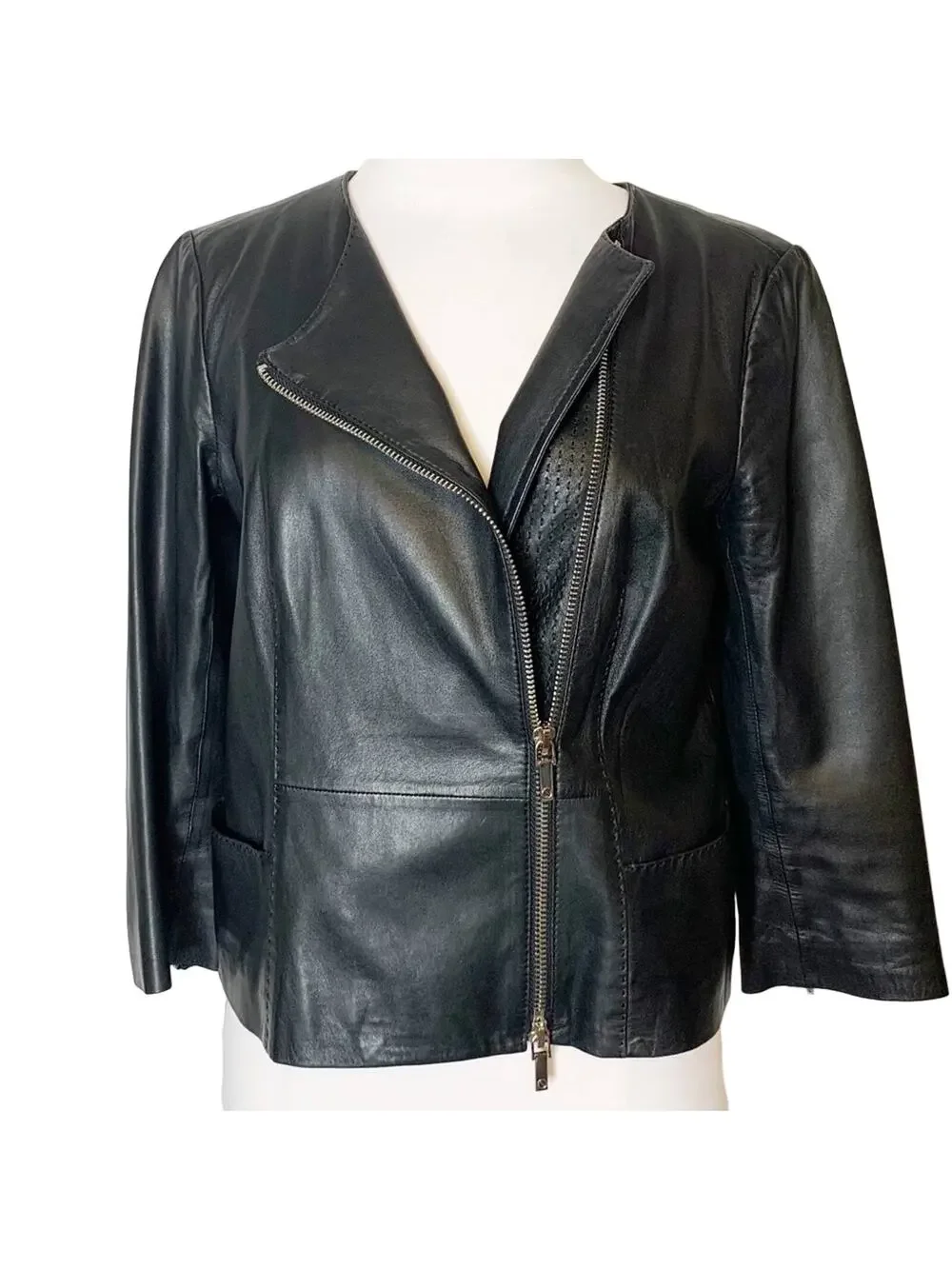 Tory‎ Burch leather moto style jacket black sz 4